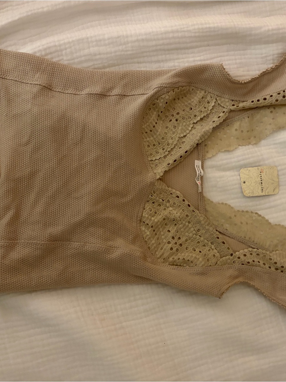 Free People Lace-Trim Tank Top - Tan- Brand New! Please Buy!!